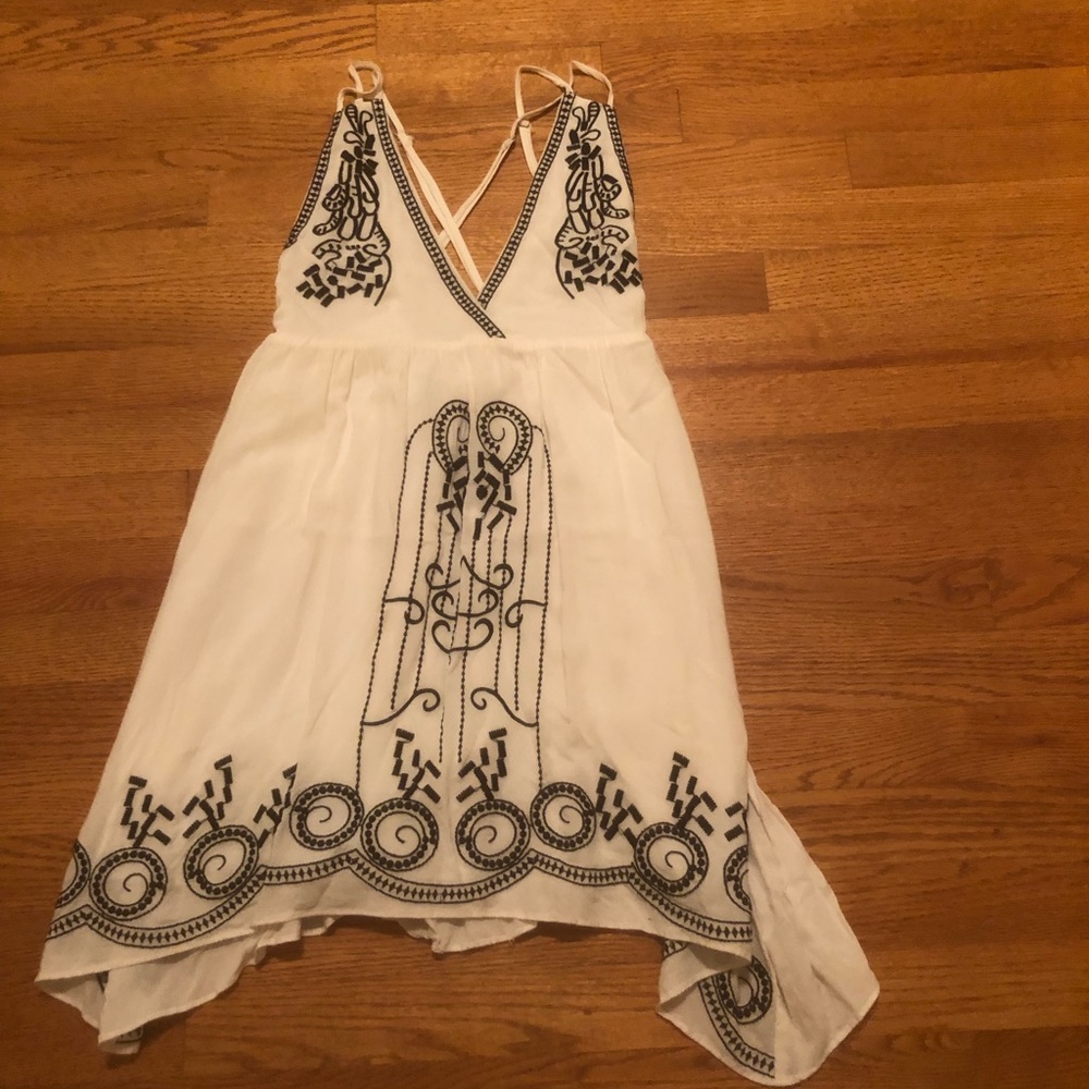 Black and white embroidered  dress